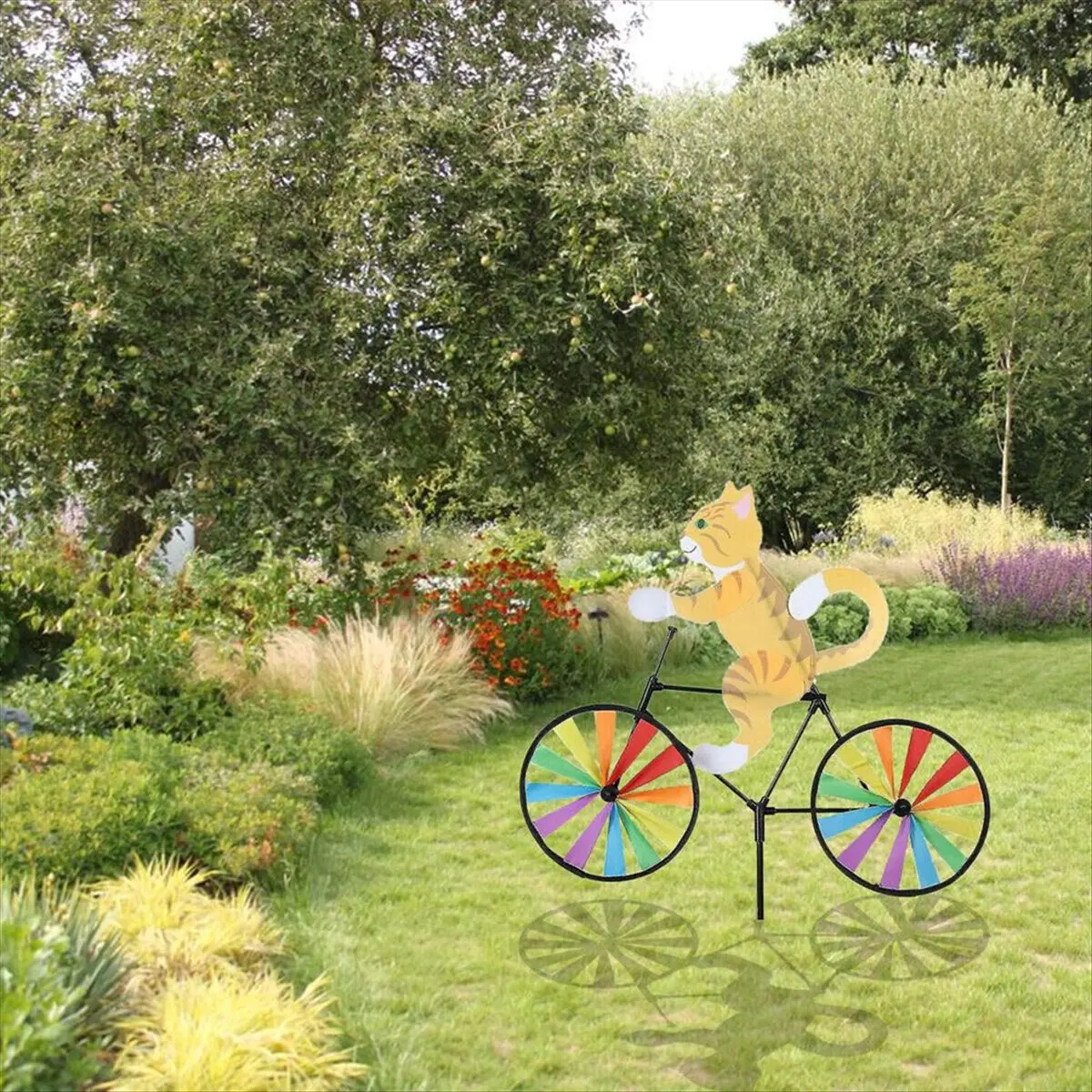 【AD10~】 Bike Wind Spinner Bike Garden Wind Spinner Ornaments Cute Animal Sculpture Bicycle Spinner Windmill for Lawn A