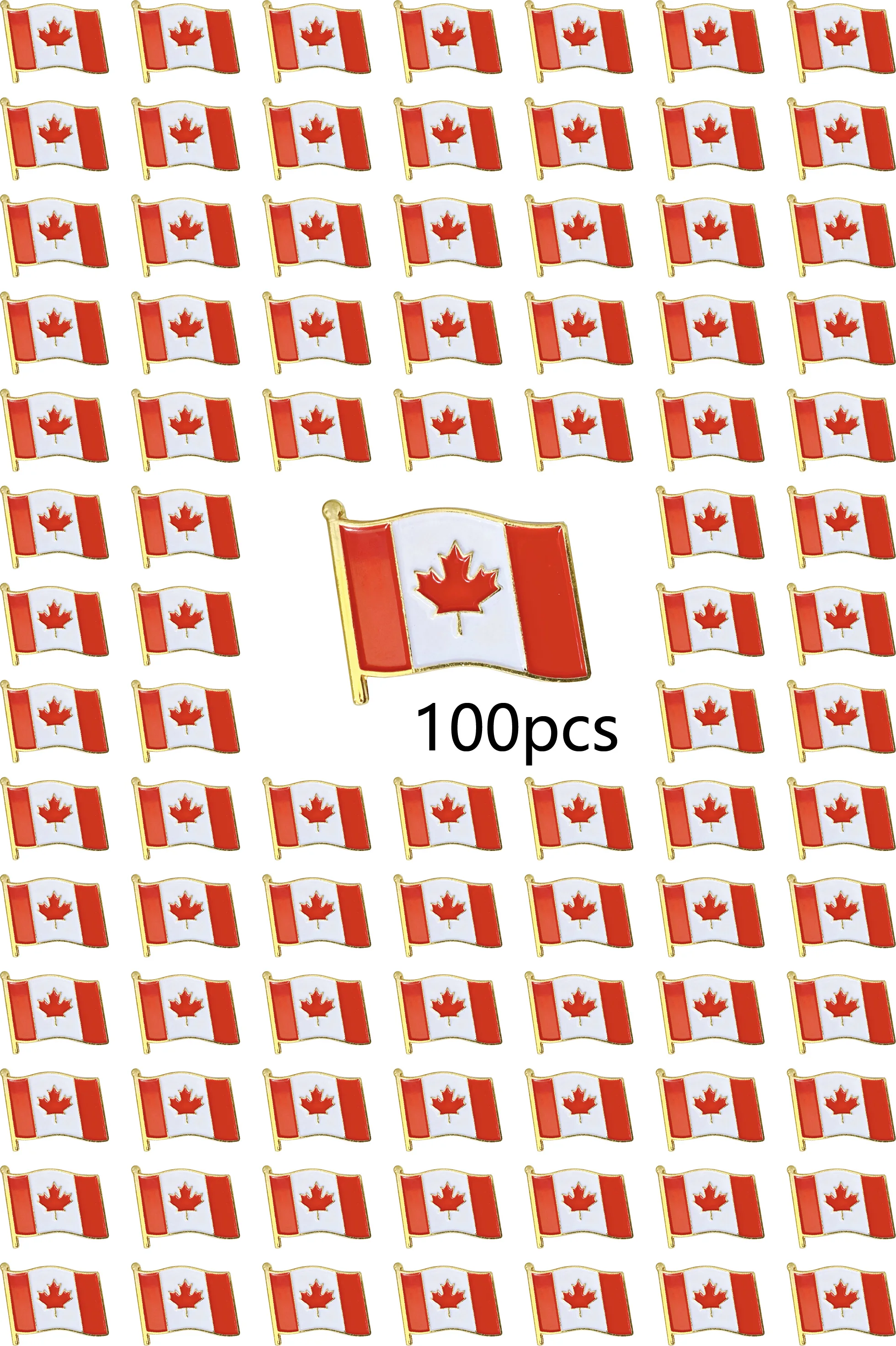 

100pcs /1lot Canadian Wave flag brooches Canadia national day badge soft enamel metal lapel pin