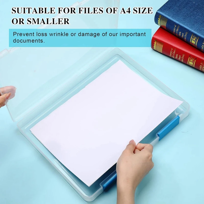 6 Pcs Clear A4 File Box Document Plastic Storage Box Case Board Containers Magazine Protector File Holder With Buckle