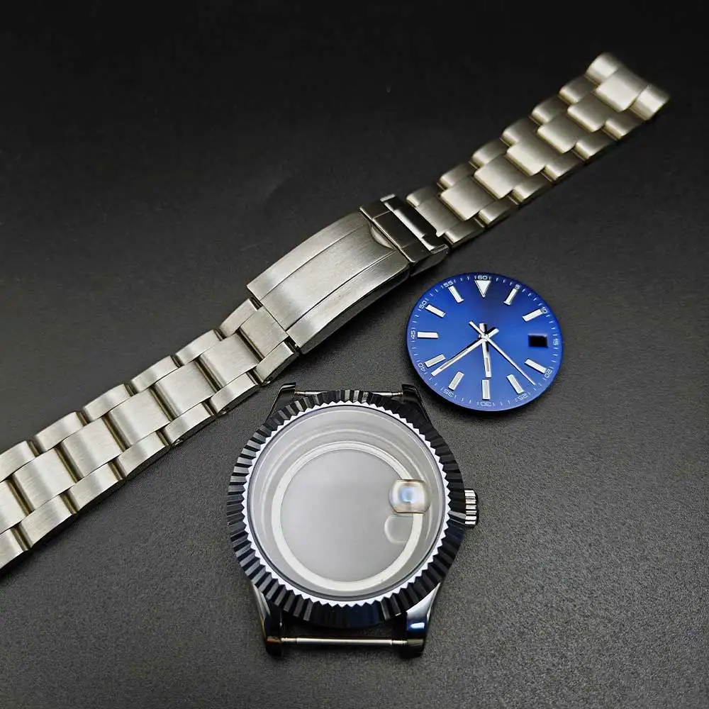 40mm gear bezel style waterproof assembled case strap, suitable for Nh35 Nh36 NH34 mechanical automatic movement 30.5mm literal