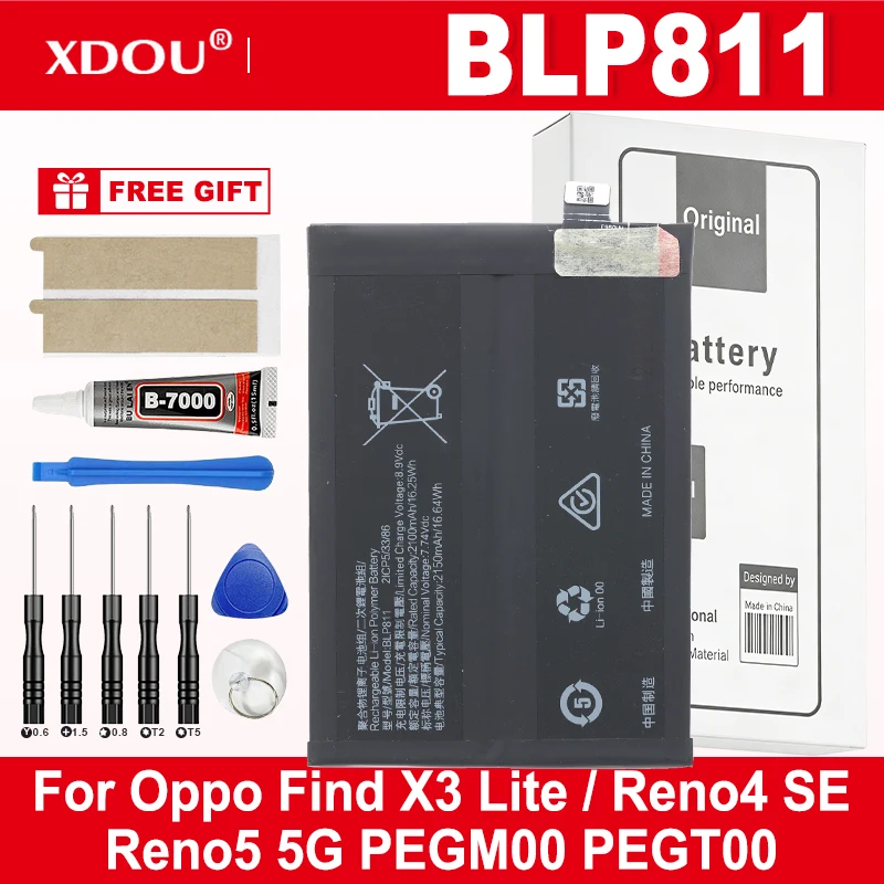 

BLP811 4300mAh Battery For Oppo Find X3 Lite CPH2145 / Reno4 SE PEAT00 PEAM00 / Reno5 5G PEGM00 PEGT00 Phone Batteries