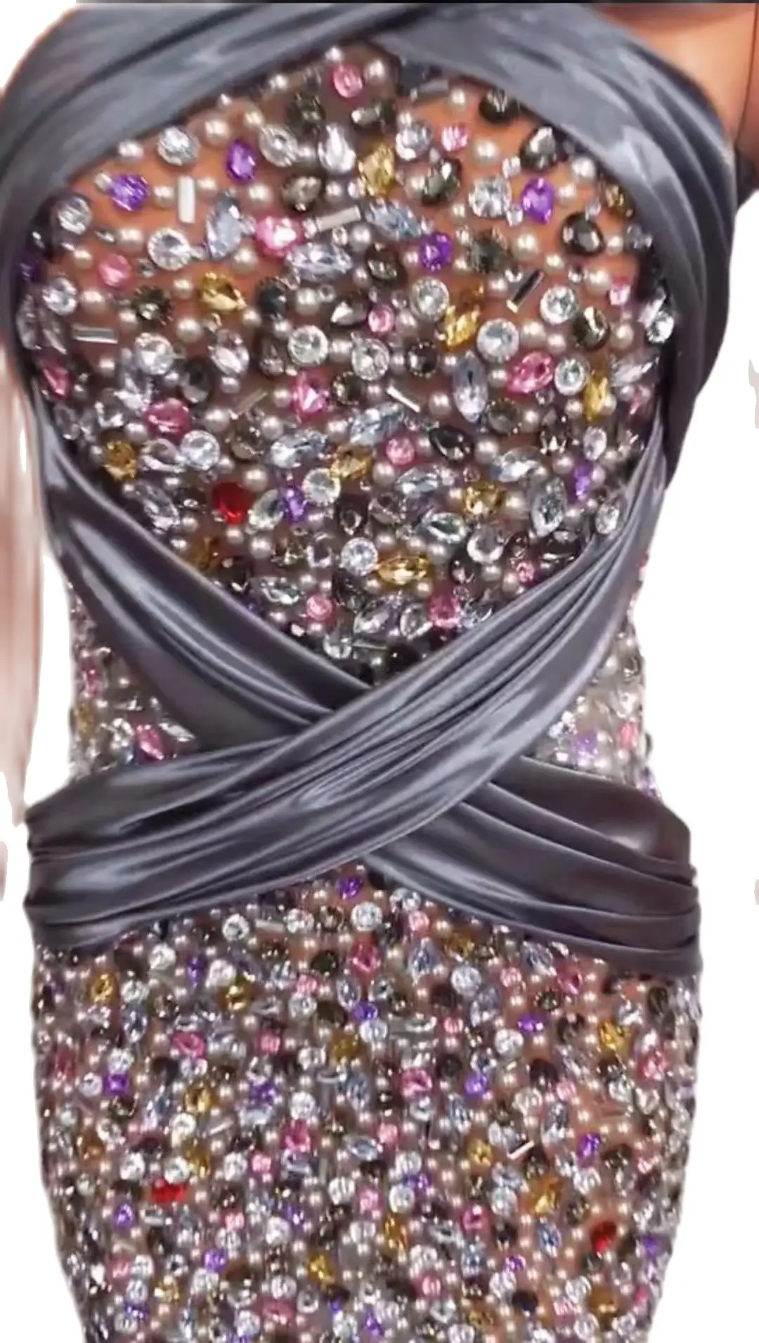 

Sparkly Multi-color Rhinestones BandageShort Dress Evening Birthday Prom PartyDress Women Dancer Show Crystal Costume