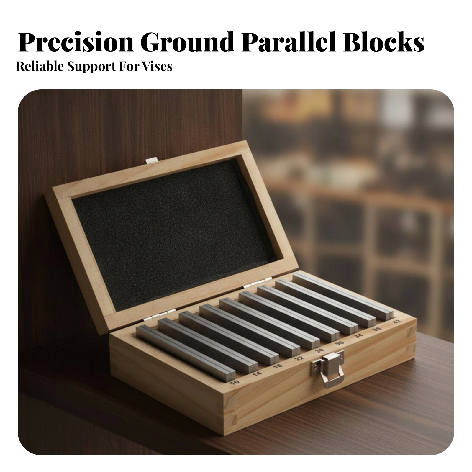 18 Pieces Parallel Leveling Block Laser-Engraved Parallel Block with Wooden Storage Case for Machinists, Milling Machine Setups