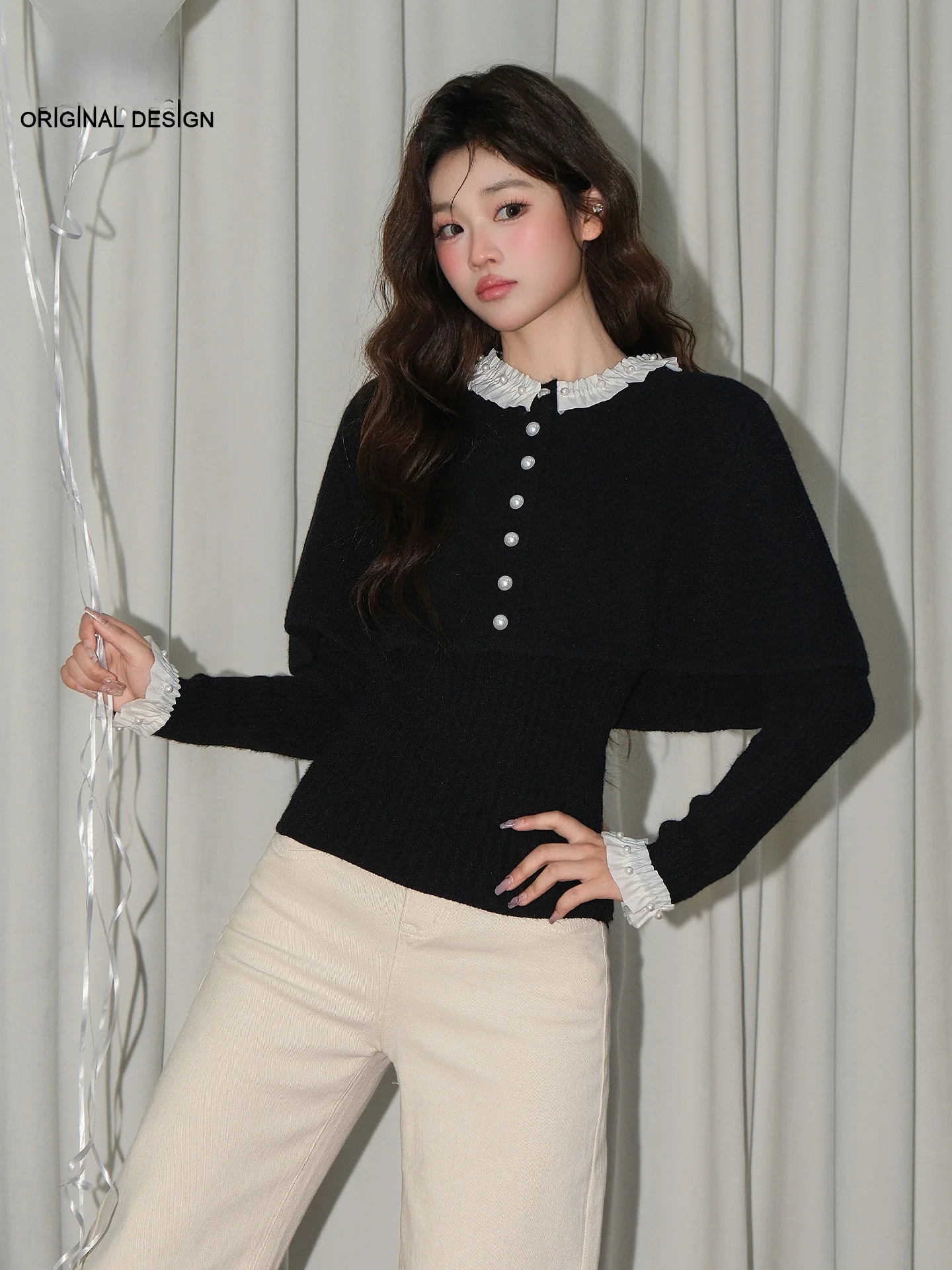 

Korean Style Fashionable Light Maturity Reduction Cowl Neck Sweater Set Women's New 2026 Summer Heavy Bead Embellished Shawl ...