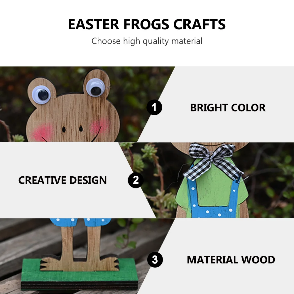 

Wooden Frogs Ornament Creative Desktop Decoration Easter Party Gift Tabletop Adornment Crafts Home Interior Decor For Bedroom