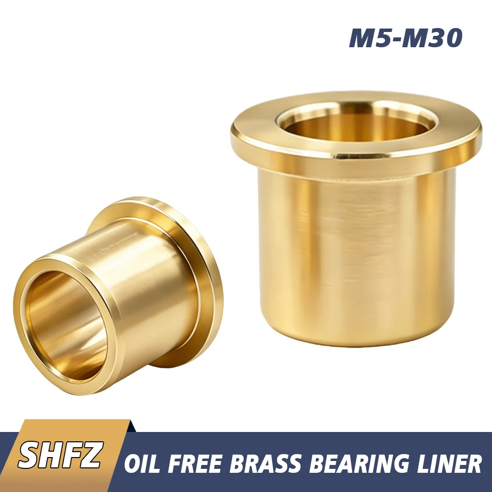 ID M5 M6 M8 M10 M12 M15 M16 M20 M25 M30Flange Liner Brass Bearing Liner Wear-Resistant Copper Alloy Sleeve Oil-Free Guide Sleeve