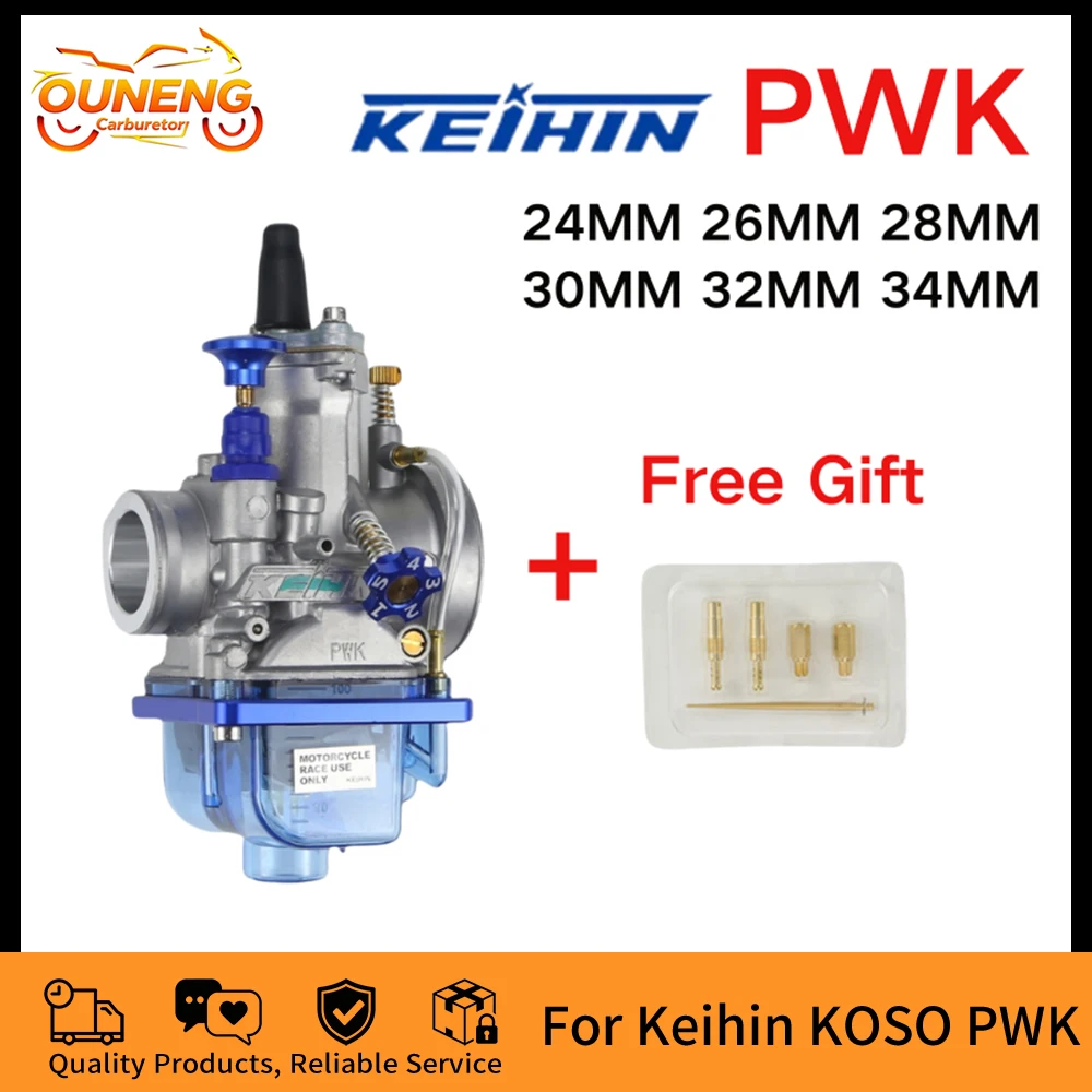 For KEIHIN KOSO OKO PWK 24 26 28 30 32 34mm Blue Bowl 2T 4T Scooter ATV Dirt Bike Universal Racing Carburetor With Power Jet