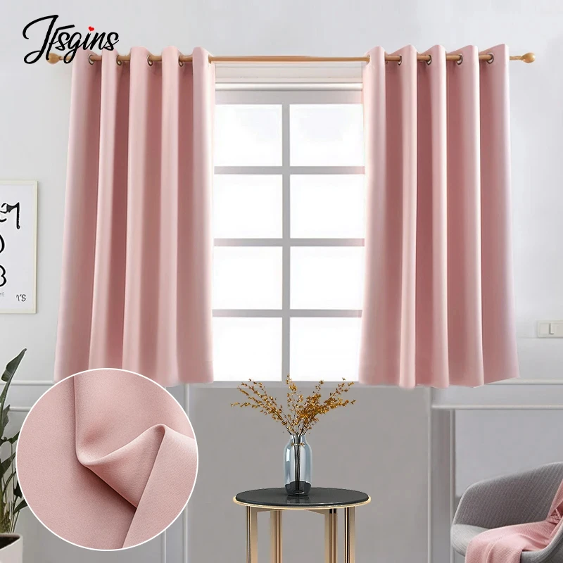 Solid Color Blackout Short Curtains for Windows Bedroom Curtain in the Kitchen Small Size Drapes Tende Custom High Shading Decor