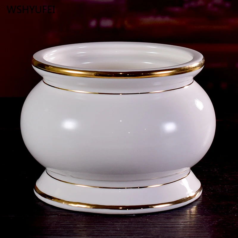 Ceramic incense burner White porcelain gilded candlestick Offering items in front of Buddha Household Buddhist temple ornaments - Image 3