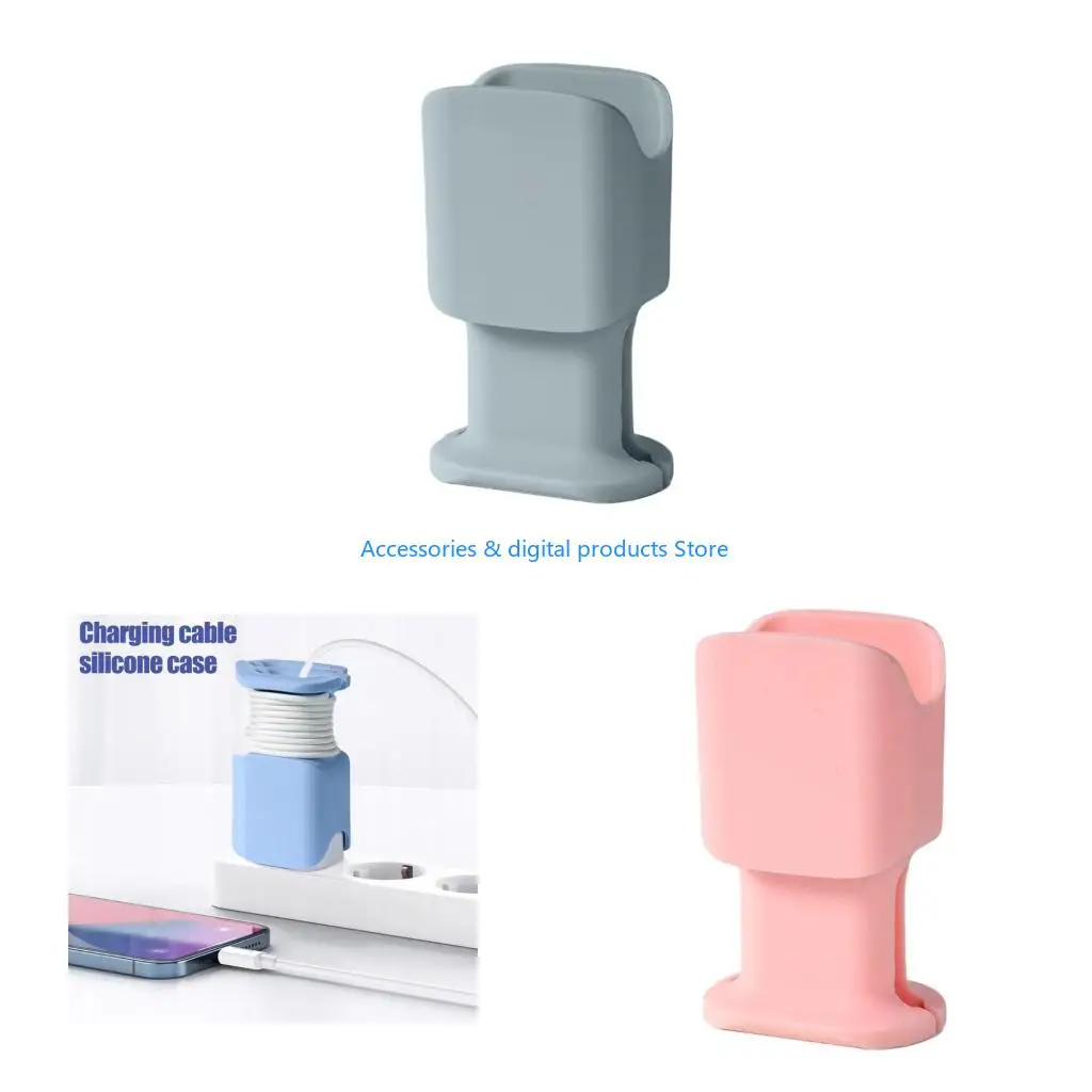 77JD Chargers Cover Cable Winder with Integrated Cable-Wrap Channel, Silicone Case, and Organized Storage for Adapter and Cord
