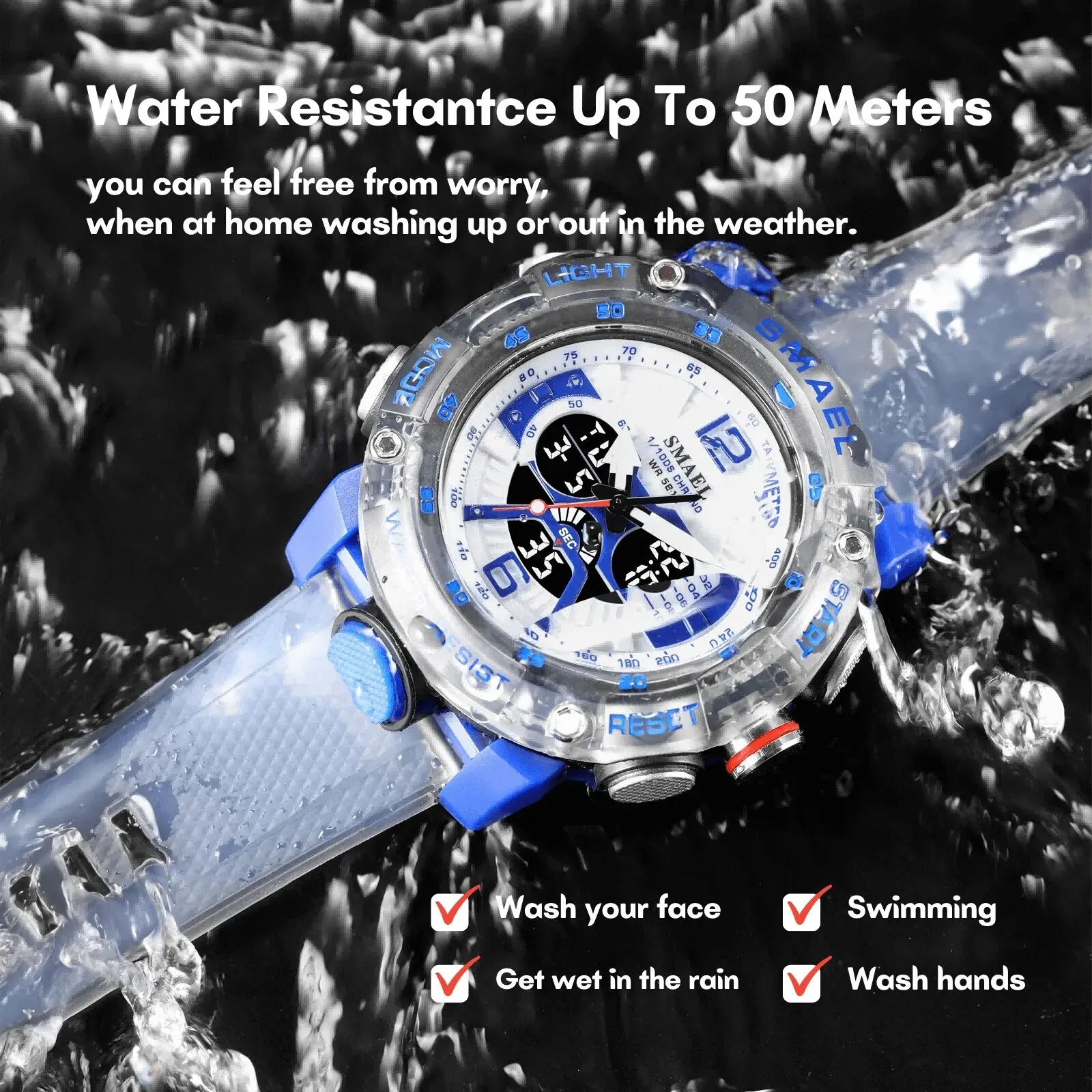 2023 New Sport Watches Men SMAEL Waterproof Analog Digital Quartz Wristwatches Male Fashion Stopwatch Alarm Clock 8058 Man Watch