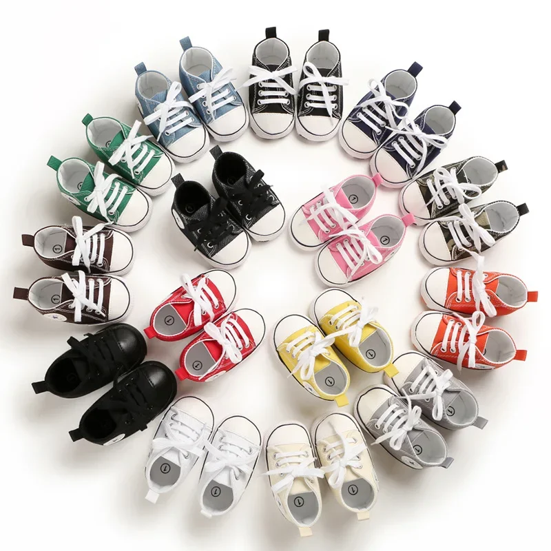 Baby Boys Girls Shoes Baby Classic Star Canvas Sneakers Newborn  First Walkers Infant Toddler Anti-slip Crib Baby Shoes