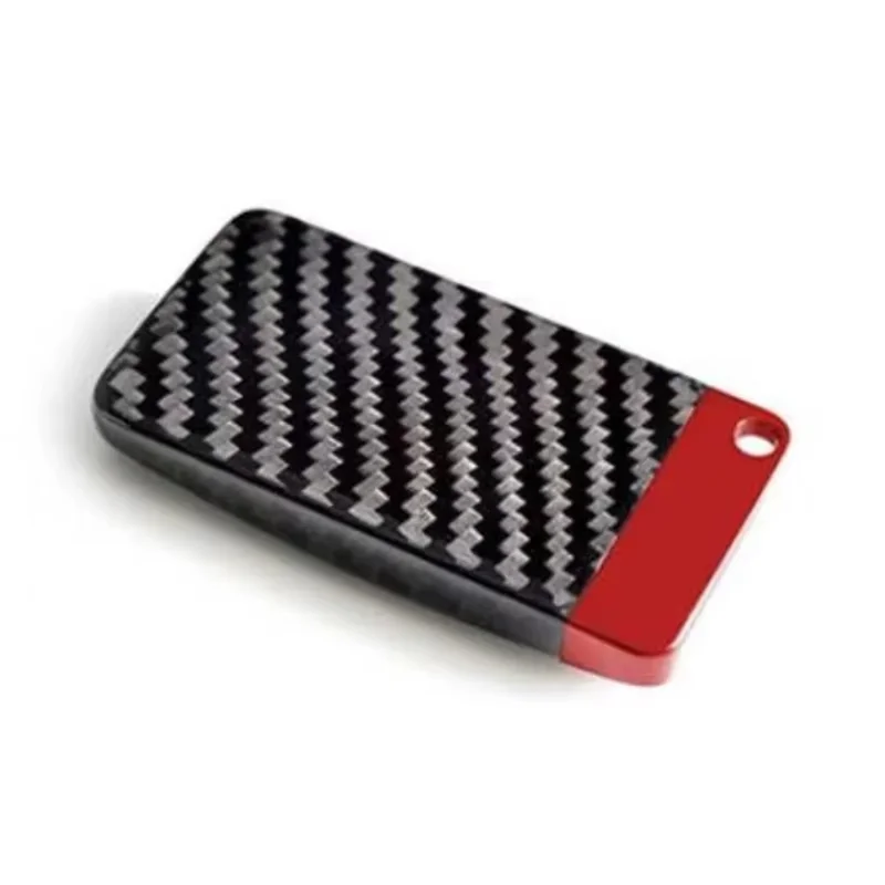 Casing Penutup Pelindung Fob Kunci Mobil dari Serat Karbon Asli untuk Nissan GTR untuk Infiniti Tas Cangkang Desain Berbentuk U Merah