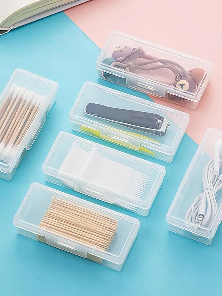Small  Clear Earring Storage Box Portable Cotton Swab Storage Containers Transparent Jewelry box Jewelry Box