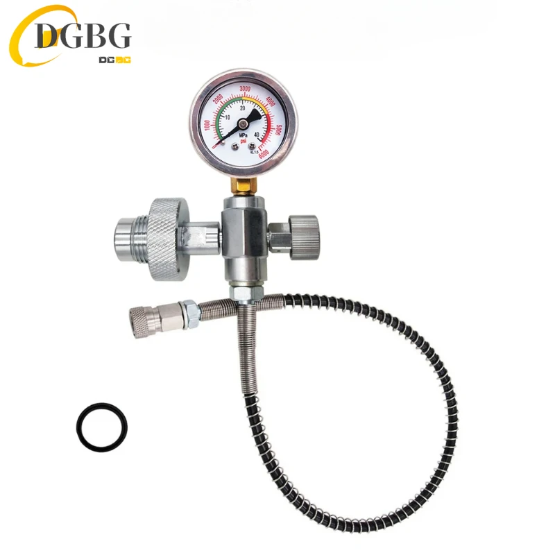 High Pressure DIN Filling Station Charging Adapter Springs Hose 4500psi with G5/8 DIN300 Bar Connector,W/ 8mm QD Or 1/8BSPP QD