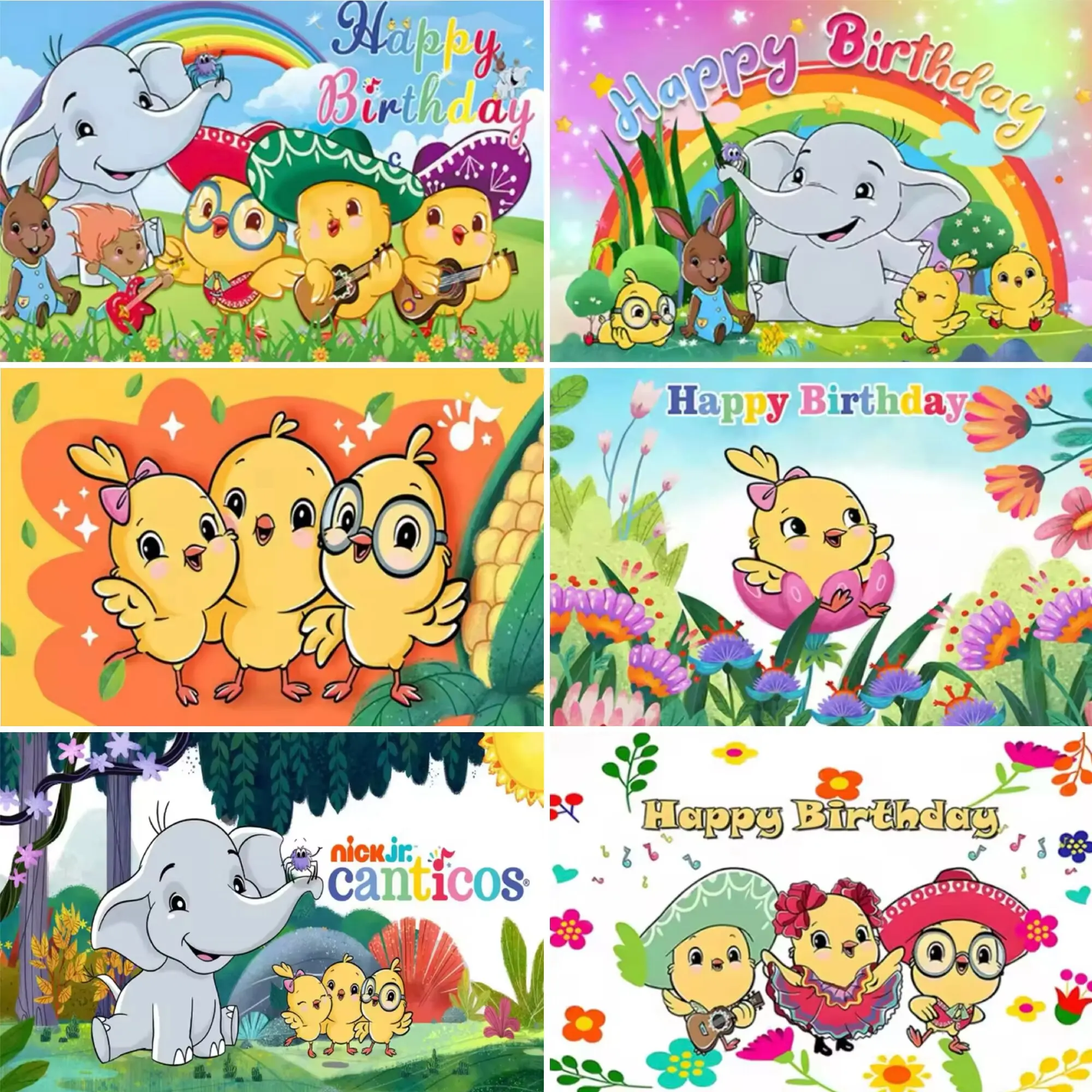 

Kabodou Canticos Backdrop Chicken Elephant Kids Birthday Party Baby Shower Photography Background Children Banner Booth Props