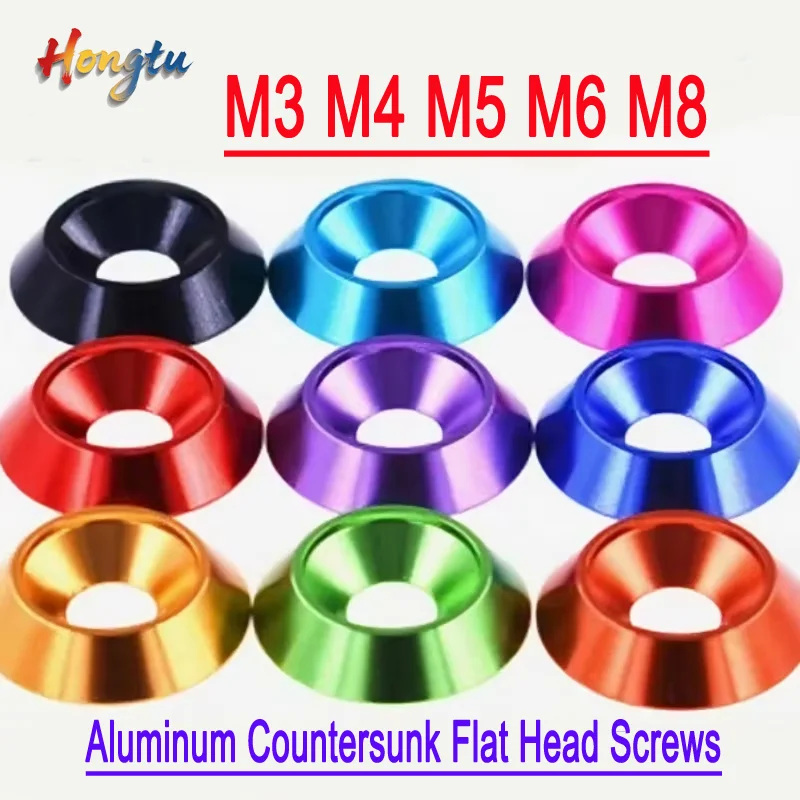 

10pcs M3/M4/M5/M6/M8 Aluminum Countersunk Flat Head Screws + Concave Conical Decorative Groove Washers