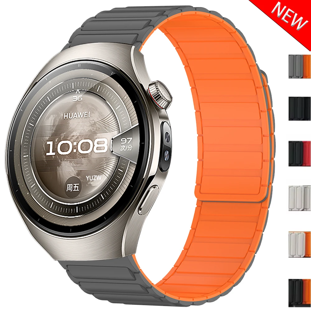 Huawei Watch 5 Pro、GT5/4/3/2 Pro、46mm Buds Ultimate対応 22mm マグネット式交換バンド シリコンループ ブレスレット
