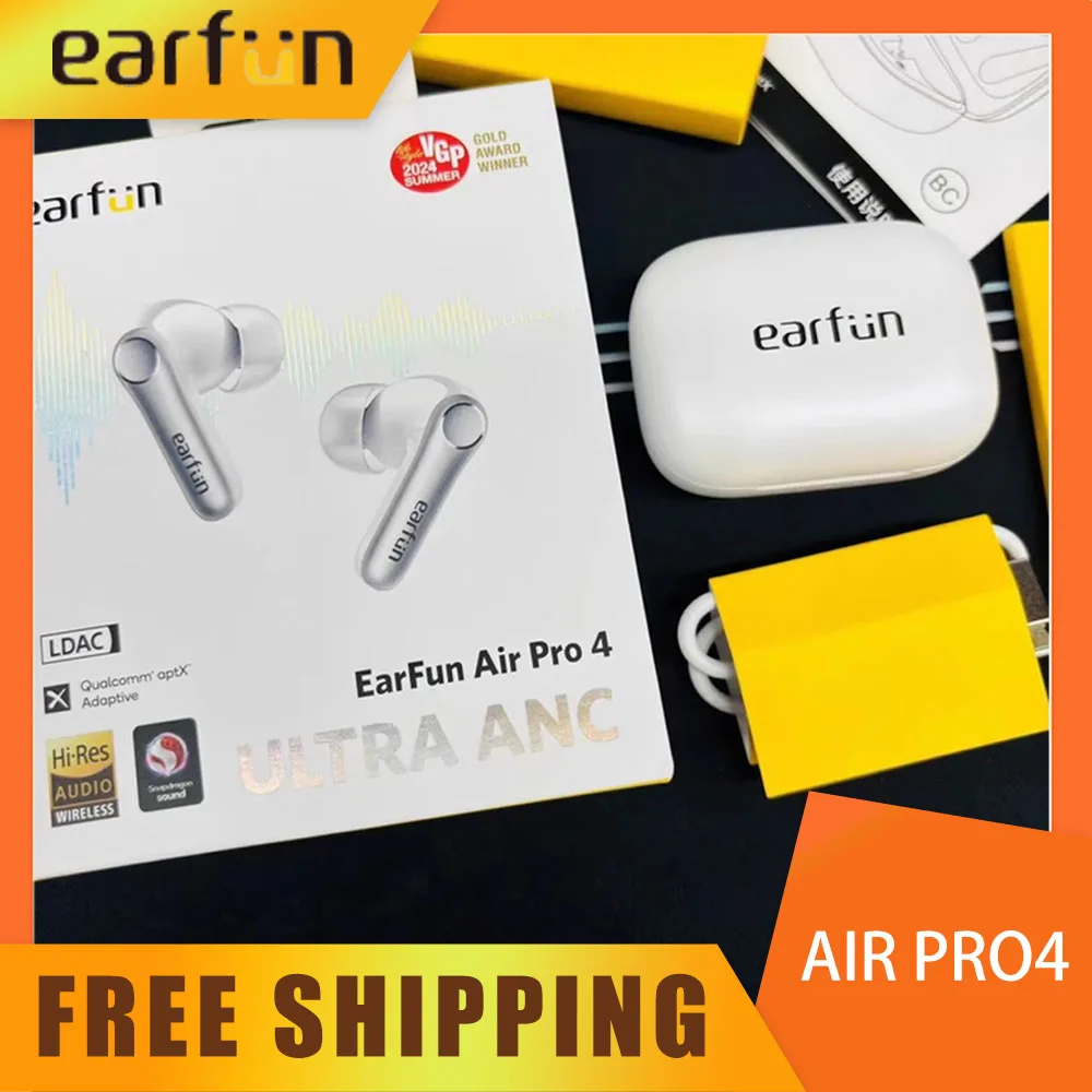 EarFun Air Pro 4 Earpbuds نشط للحد من الضوضاء HI-FI سماعة لاسلكية تعمل بالبلوتوث 5.4 سماعة E-sports IPX5 ياربود مخصص ألعاب هدية