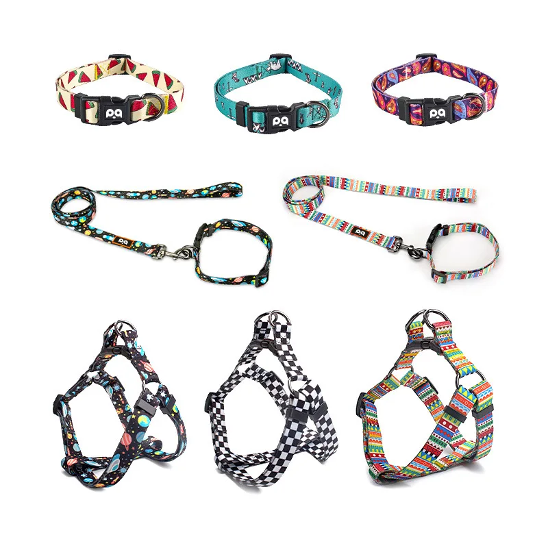 Adjustable Polyester Dog Harness - Chest Back Leash Set for Small/Medium/Large Dogs, Comfort & Control