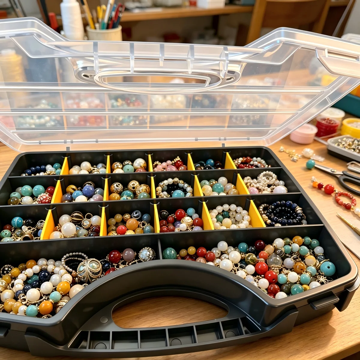 5-20 Fächer Schraubenbox-Organizer, transparente Kunststoff-Aufbewahrungsbox mit verstellbaren Fächern für Schmuck, Knöpfe, Hardware und Werkzeug – Detail 1