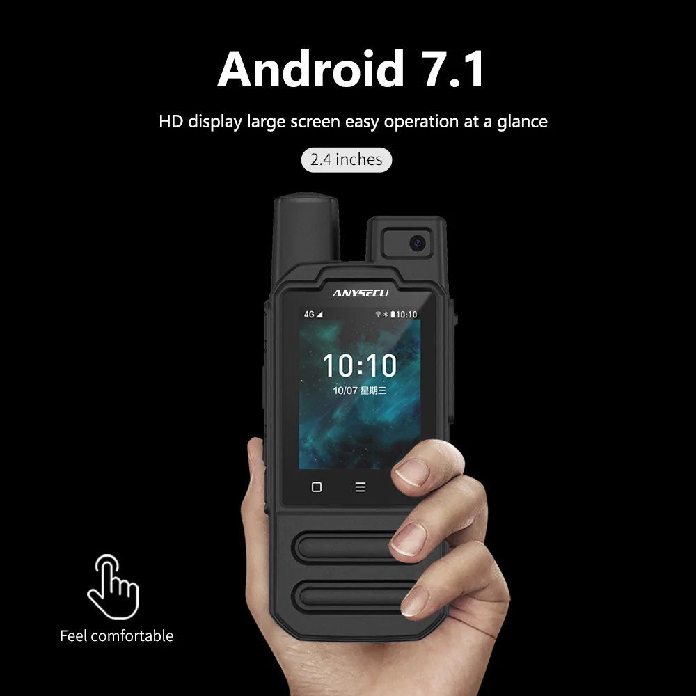 ANYSECU 4G F2 LTE walkie talkie  Android 7.1 Realptt Zello WalkieFleet Platform 4000mAh With GPS GLONASS Handheld Radio