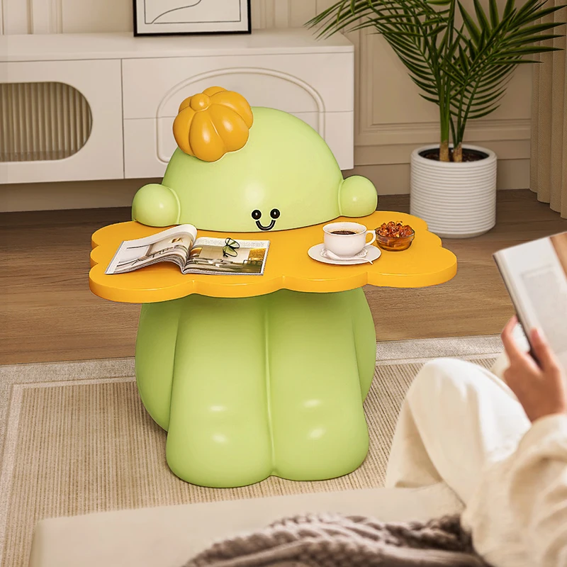 

Large Cactus Shaped Side Table Cartoon Living Room Sofa End Table Anti-Tip Design with Wide Surface And Storage 1-Step Assembly
