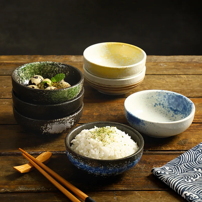 Japanese Ceramic Bowl Creative Commercial Dessert Soup Bowl Household Millet Rice Bowl Korean Restaurant Table Single