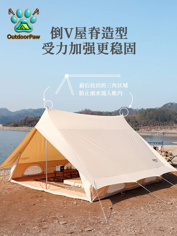 Original house-shaped light luxury outdoor tent rainstorm-proof luxury villa camping tent thickened cotton large camping tent