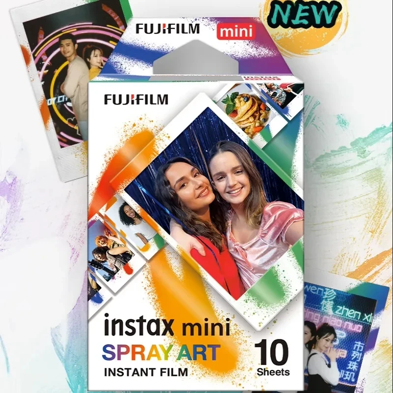 Fujifilm 10 lembar kertas foto Film Mini Instax seni semprot untuk Fuji Mini 11 8 9 7s 25 26 70 90 SP-2 instan SP-1