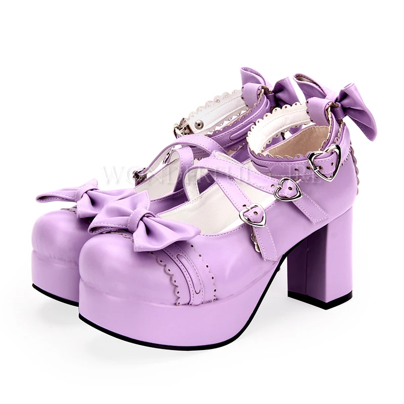 Nuove scarpe Lolita in stile giapponese scarpe Cosplay Anime scarpe da principessa per ragazze scarpe da donna con tacchi alti di Halloween Bowknot