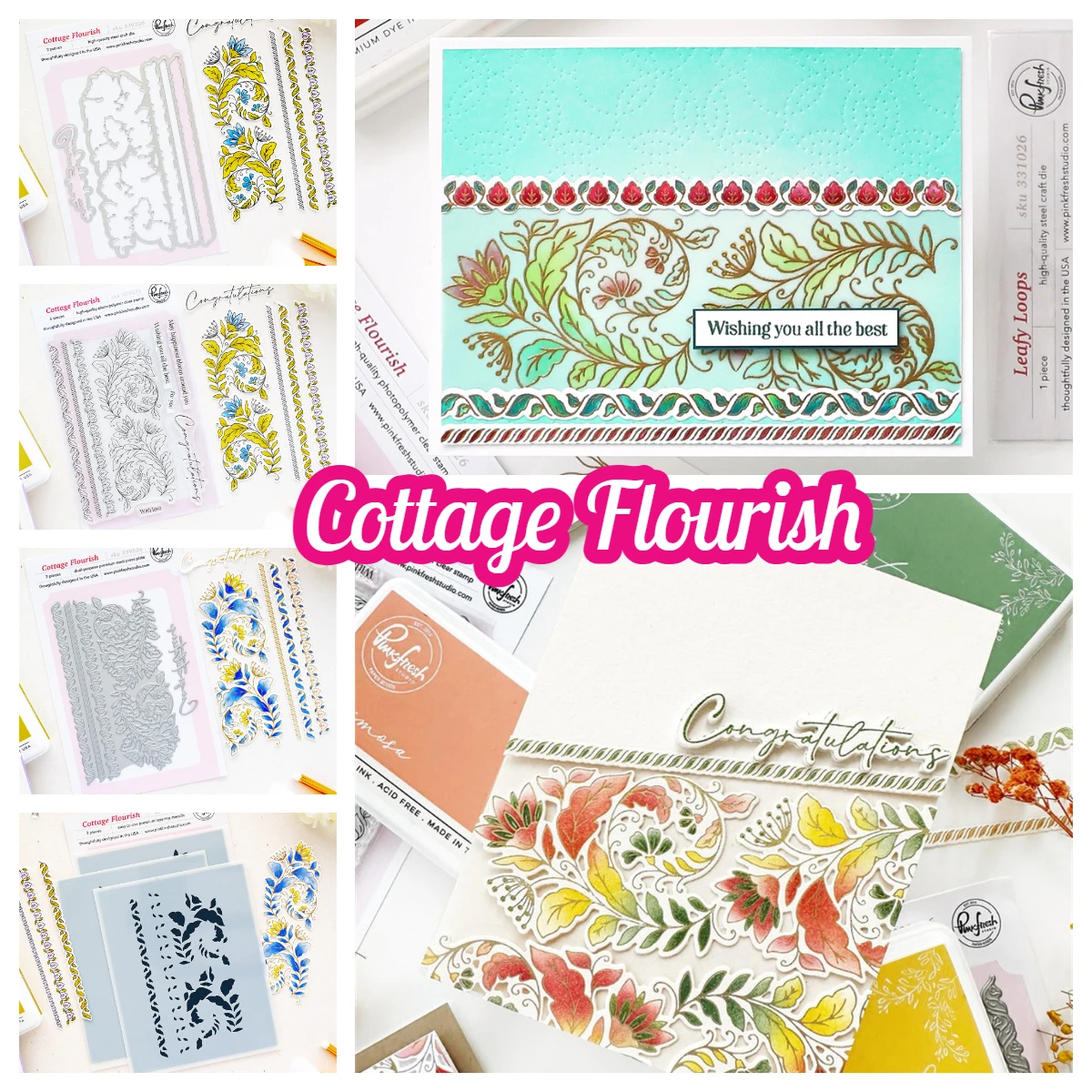 Cottage Flourish Holiday Decorations Metal Cutting Dies Clear Stamps Stencil for Scrapbooking Embossing DIY Paper Card Album