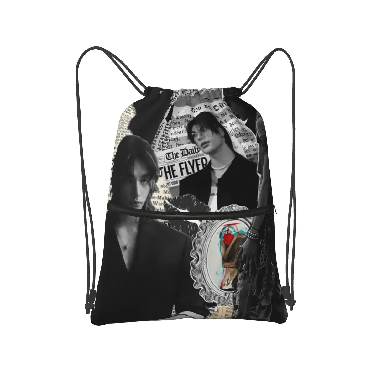 

Hyunjin Collage Backpacks Fashion Drawstring Bags Sports Bag Book Bags for Man Woman Students