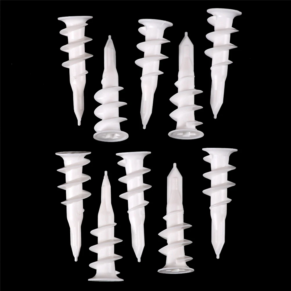 

10 Pcs Self Drilling Wall Threaded Drywall Plastic Auger Anchors