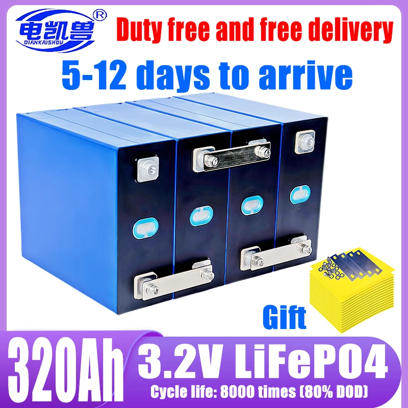 Grade A 3.2V 320Ah 8000+ cycles new Lifepo4 battery DIY 12V 24V 48V RV solar storage golf cart battery pack EU/US tax-free