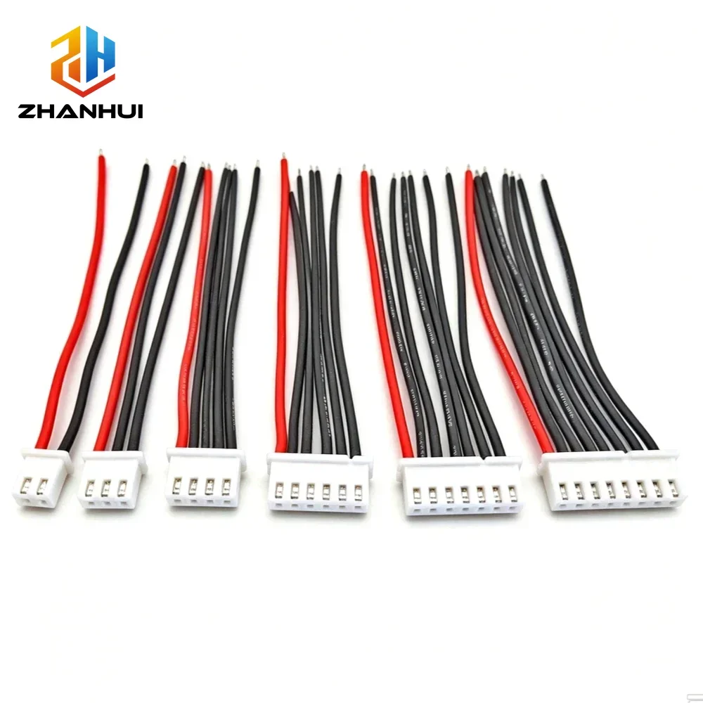 5Pcs JST XH 2.54mm 22AWG LiPo Balance Charger Silicone Cable Female Plug Wire 1S 2S 3S 4S 5S 6S 7S for RC Drone Lipo Battery