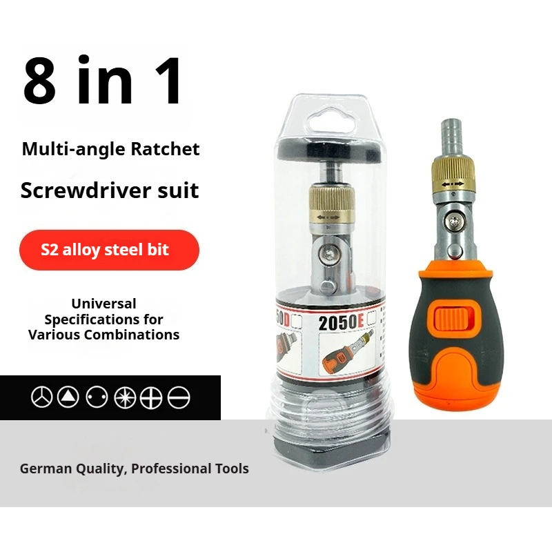Screw Batch Ratchet Two-way 8-in-1 Screwdriver Plum Blossom Screwdriver Multi-function Car Maintenance Screwdriver Set