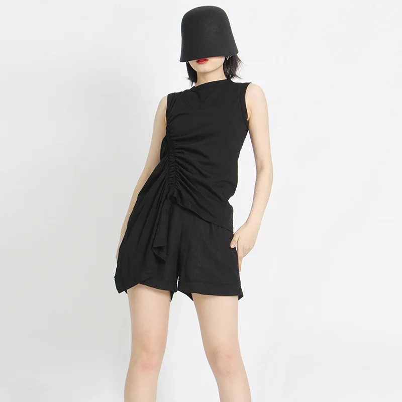 

2025 Summer New Round Neck Short Sleeve Patchwork Ruffle Slim Fit T-Shirt Stylish Age-Reducing Design Irregular Top