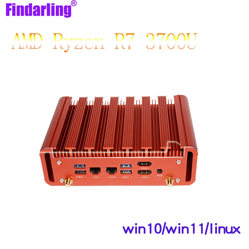 Quạt Không Cánh AMD Ryzen R7 3700U Windows 11 Mini PC USB3.1 2 * DDR4 Khe Cắm 8GB/16GB 128GB/256GB/512GB SSD 2*1000M LAN Để Bàn