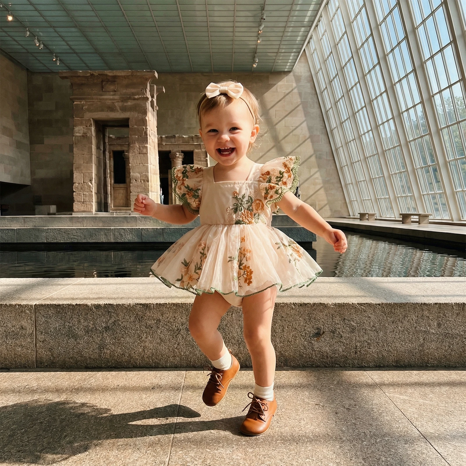 Lovely Summer Newborn Baby Girls Casual Rompers Princess Elegant Fly Sleeve Embroidery Flower Tulle Jumpsuits Skirts Clothes