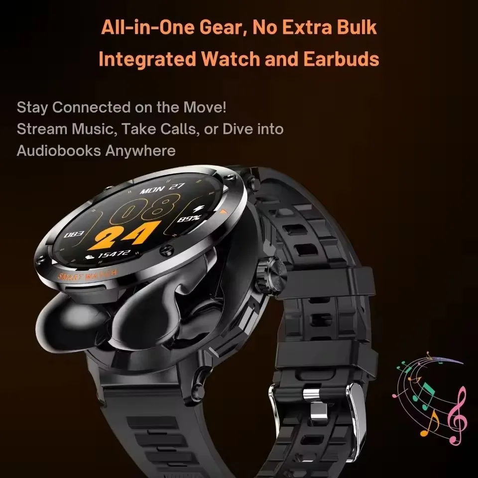 

Men Smart Watch TWS Headset 2 In 1 Wireless Bluetooth Dual Earbuds Call D13 Health Monitor Sports Music Earphone NFC Smartwatch