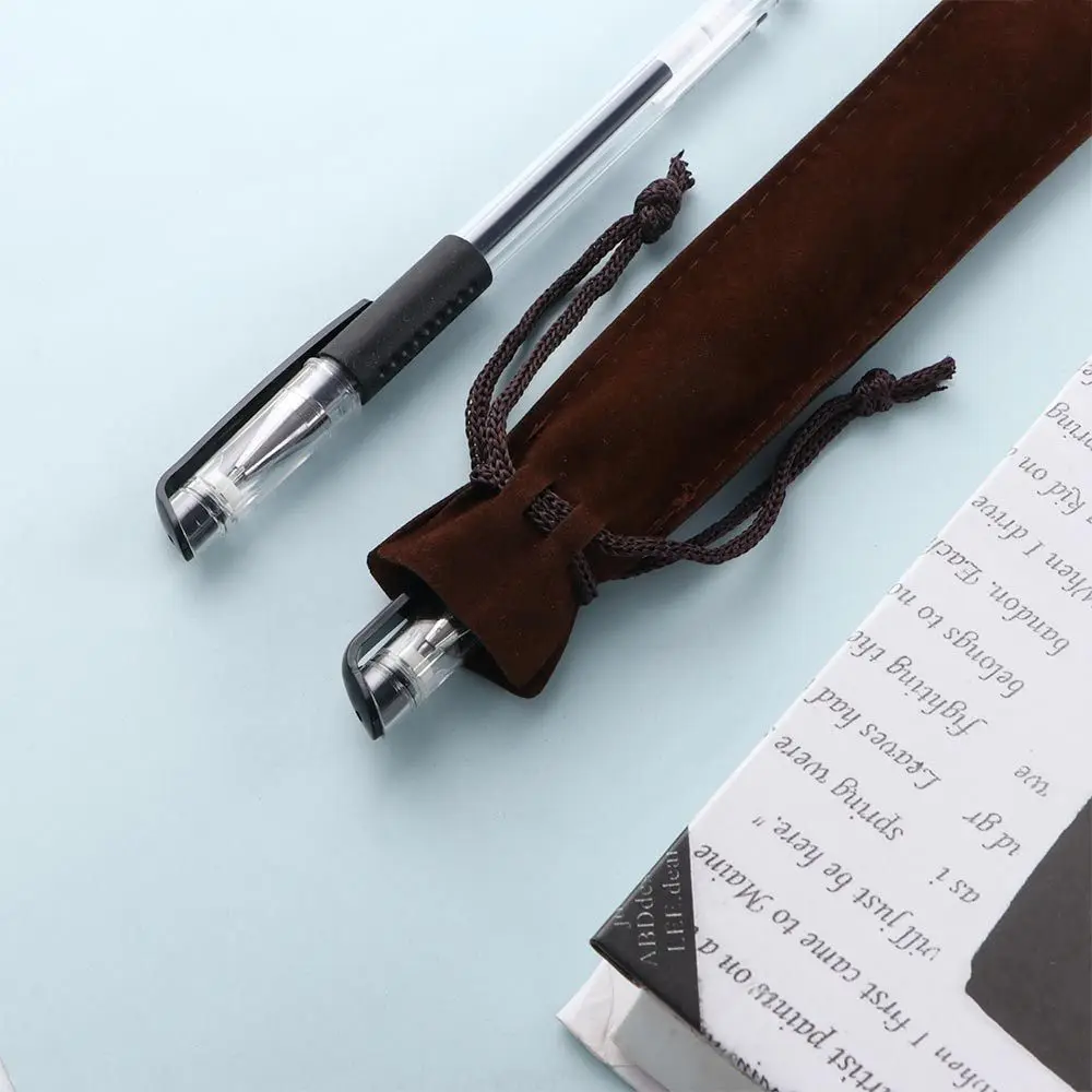 5 Colors Pen Sleeve Holder Drawstring Pen Pouch Fountain Pen Single Pencil Bag Pen Bag Case Velvet Pen Pouch Pencil Bag