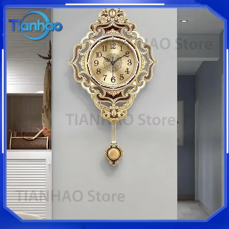 Luxury Brass Smart Wall Clock for Silent Operation Living Room Office Decor Hotel Mall Art Ornament Digital Design Ideal Gift