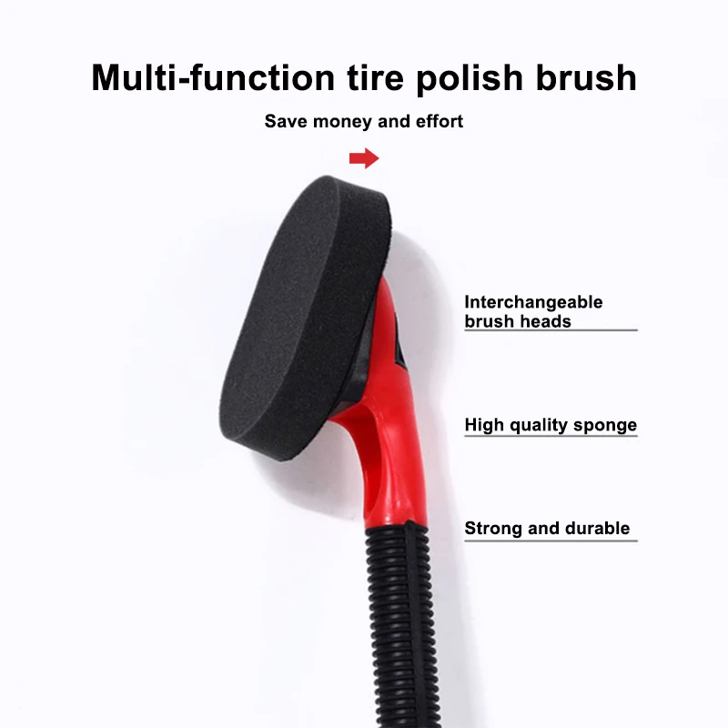 SEAMETAL Car Tires Sponge Waxing Polishing Brush with Handle Car Tire Tyre Wheel Polish Brush Dust Remover Detailing Clean Tool