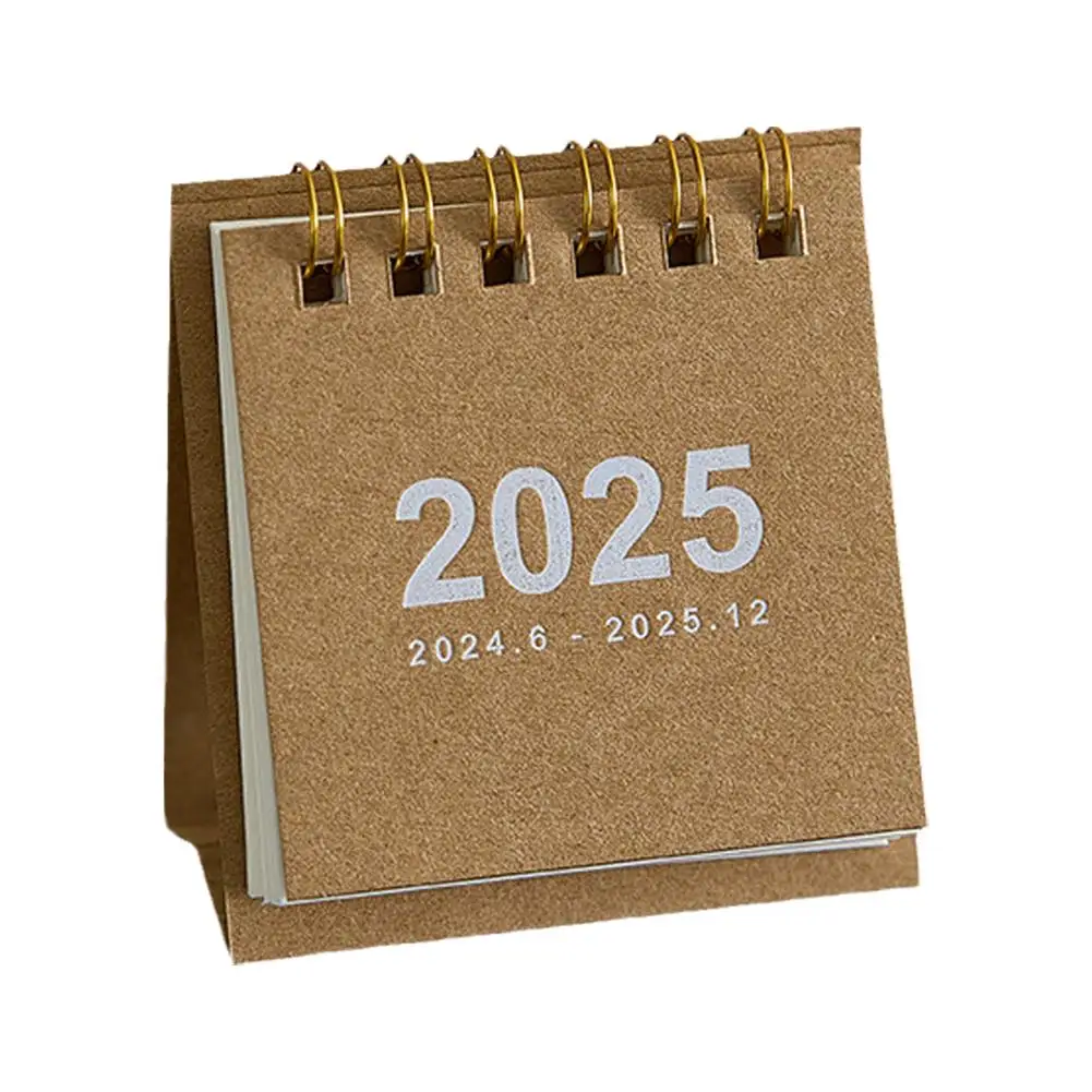 2025 Retro Simple Solid Color Desk Calendar Desktop Stand Paper Planner Daily Organizer Agenda Mini Yearly Table Calendar M6Z5
