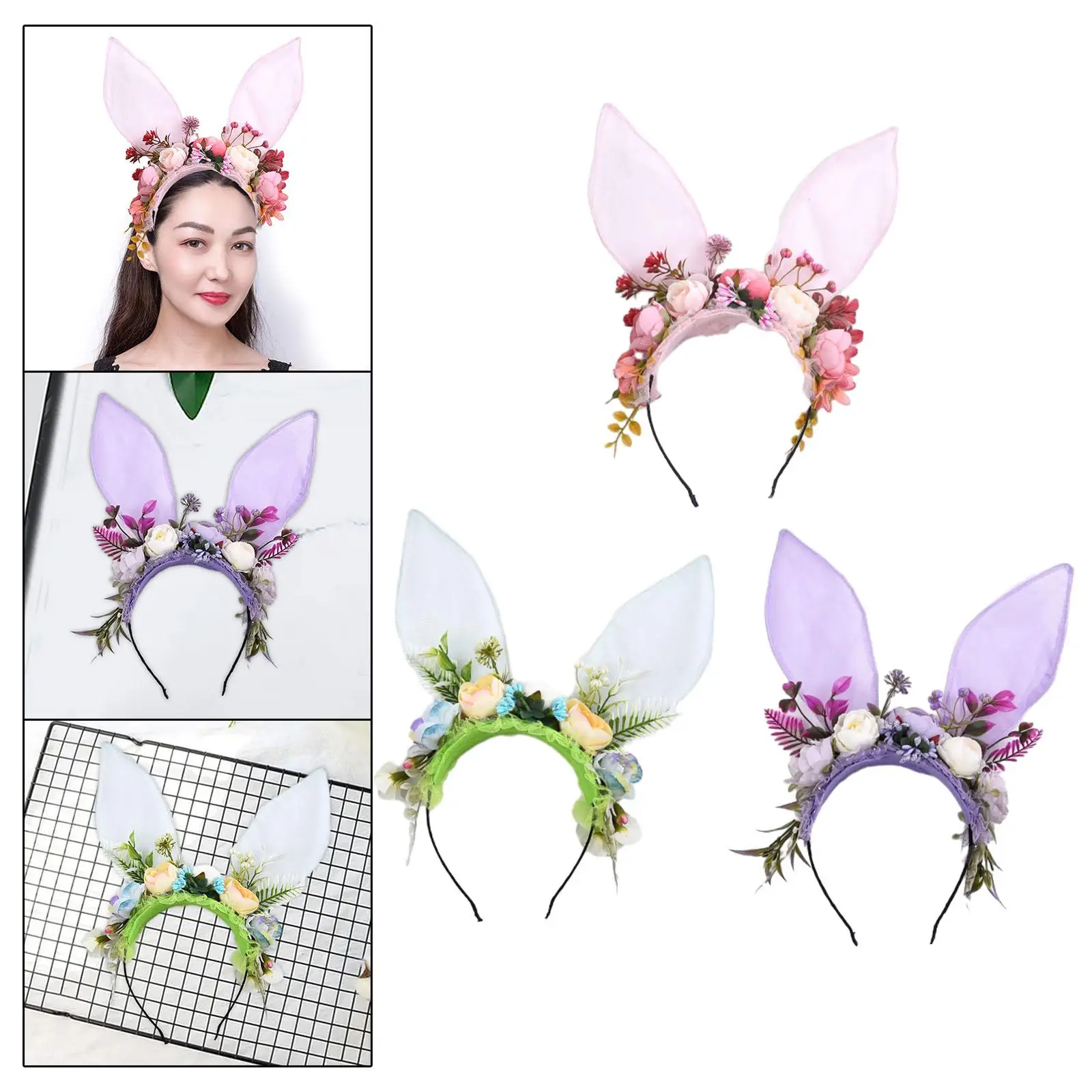 Faixa de cabeça com orelhas de coelho de fada, acessórios de cabelo para cosplay, carnaval, aniversário