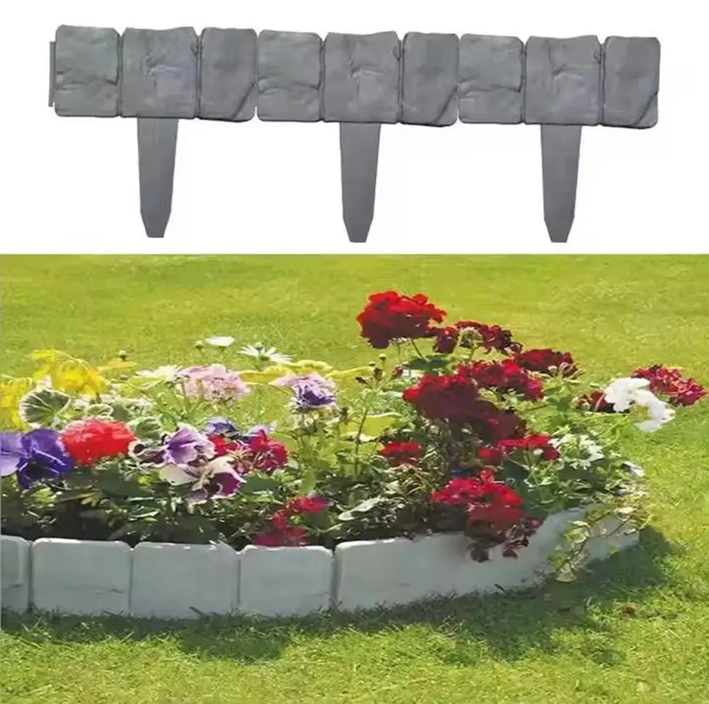20Pcs Plastic Fence Partition Fence Imitation Stone Courtyard Outdoor Lawn Decoration Horticultural Anti-corrosion Small Fence