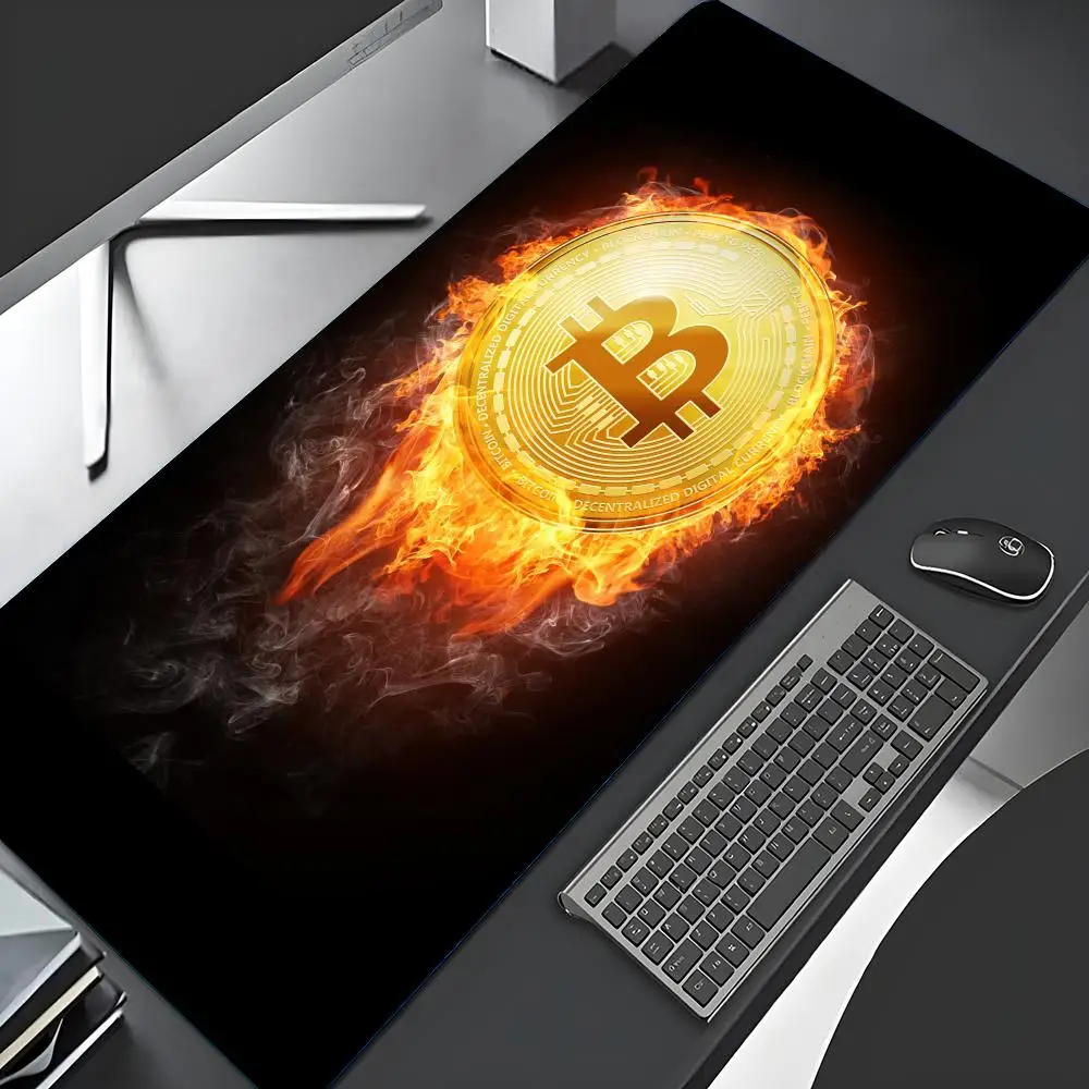 لوحة ماوس بتصميم Bitcoin الإبداعية، لوحة ماوس كبيرة لطاولة ألعاب المكتب، حصيرة مطاطية مضادة للانزلاق للوحة مفاتيح الألعاب، وسادات مكتب طويلة #3