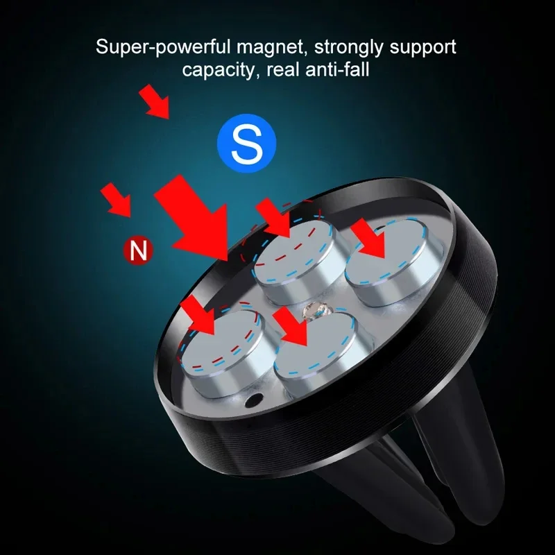 حامل جوّال بلاستيكي مغناطيسي للسيارة، مشبك تنفيس، تثبيت آمن، توافق عالمي، ملحقات عملية يدوية واحدة سهلة