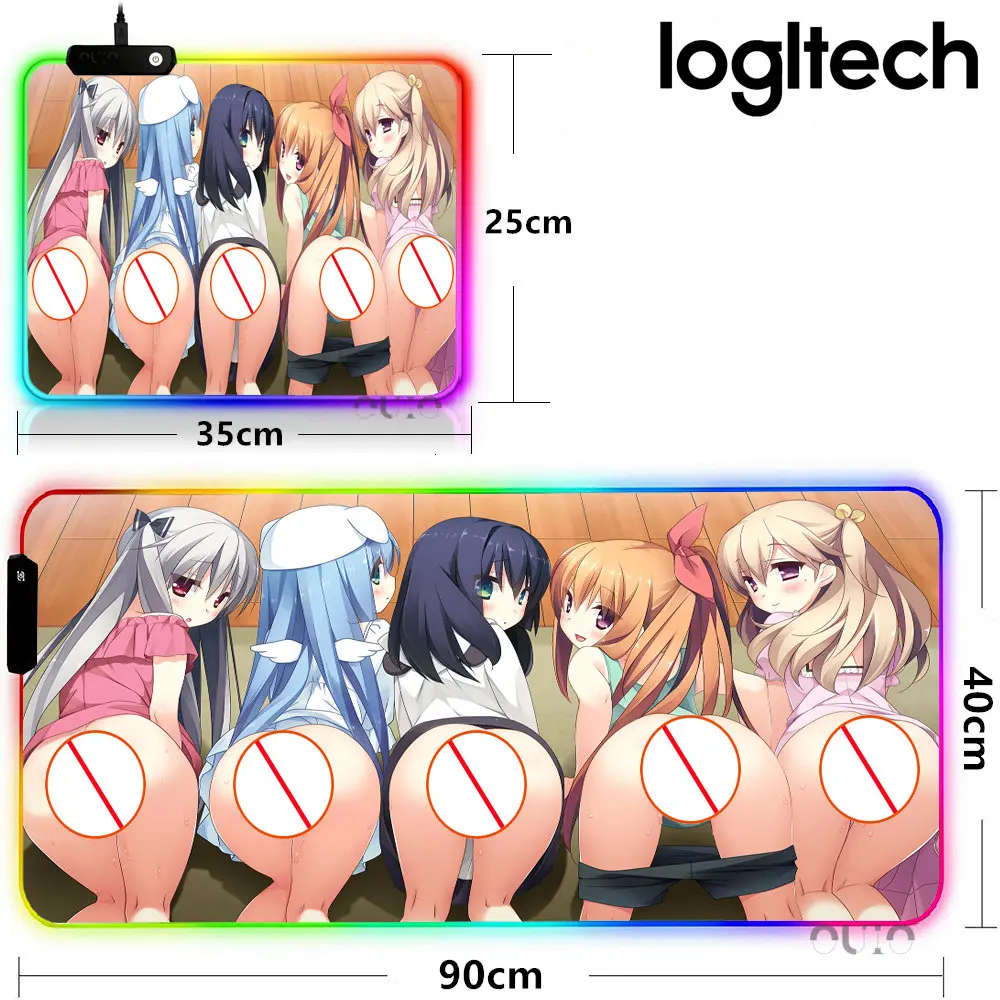 

Sexy Anime Gaming Mousepad Big Ass Girl RGB Mouse Pad Gamer Computer Carpet RGB Backlit Mause Pad for Desk Keyboard LED Mice Mat